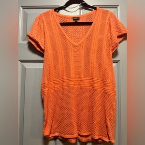 Torrid Vibrant Orange Textured V-Neck Tee